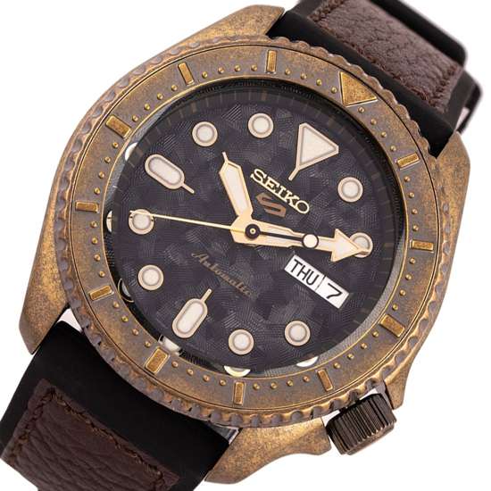 Seiko 5 Sports Vintage Style Leather Watch SRPE80K1 SRPE80 SRPE80K