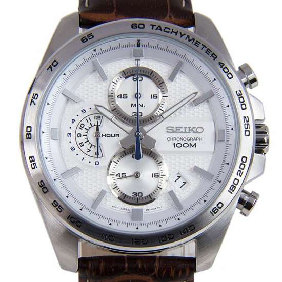 Seiko Chronograph SSB263P1 SSB263 SSB263P Quartz Leather Watch