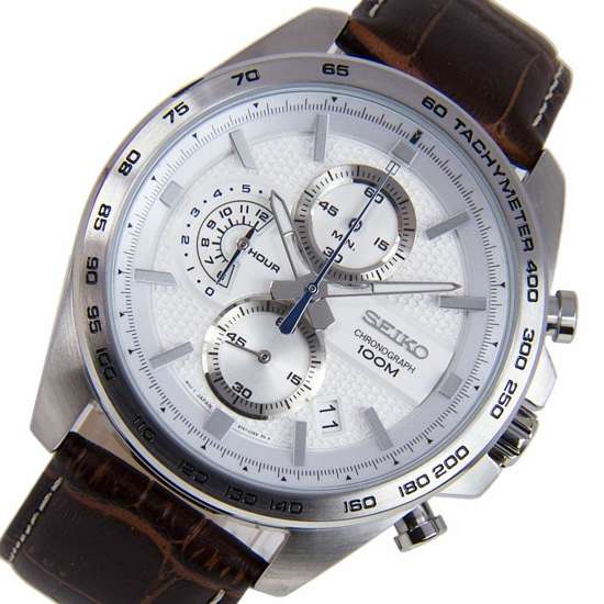 Seiko Chronograph SSB263P1 SSB263 SSB263P Quartz Leather Watch