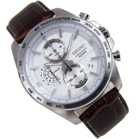 Seiko Chronograph SSB263P1 SSB263 SSB263P Quartz Leather Watch