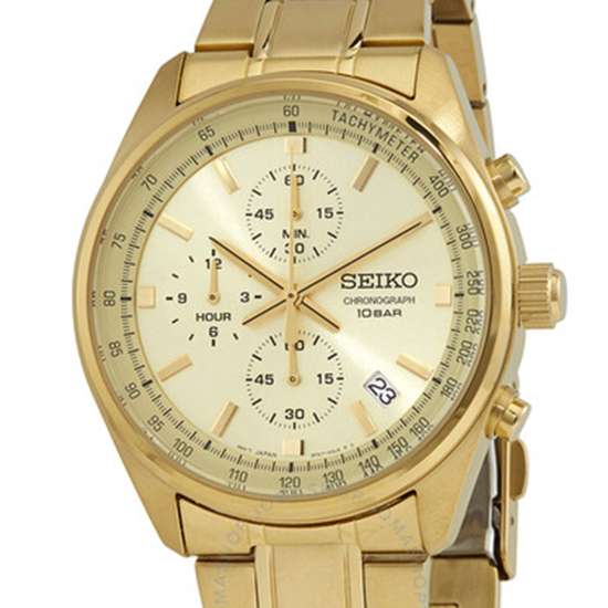 Seiko Gold Quartz SSB382P1 SSB382 SSB382P Chronograph Watch