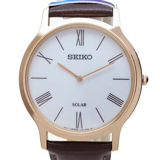 Seiko Solar SUP854P1 SUP854 SUP854P Male Leather Watch