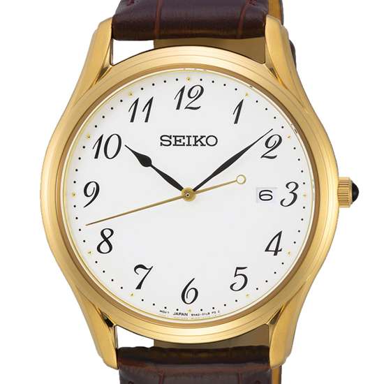 Seiko Quartz SUR306P1 SUR306 SUR306P Leather Analog Watch