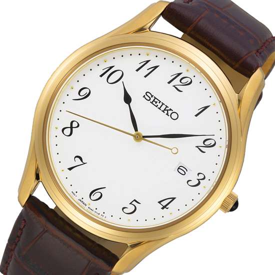 Seiko Quartz SUR306P1 SUR306 SUR306P Leather Analog Watch