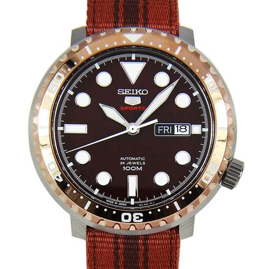 Seiko 5 Sports SRPC68J1 SRPC68 SRPC68J Brown Nylon Watch