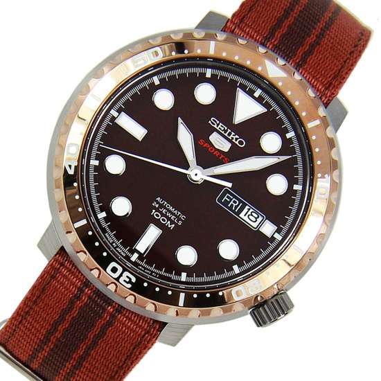 Seiko 5 Sports SRPC68J1 SRPC68 SRPC68J Brown Nylon Watch