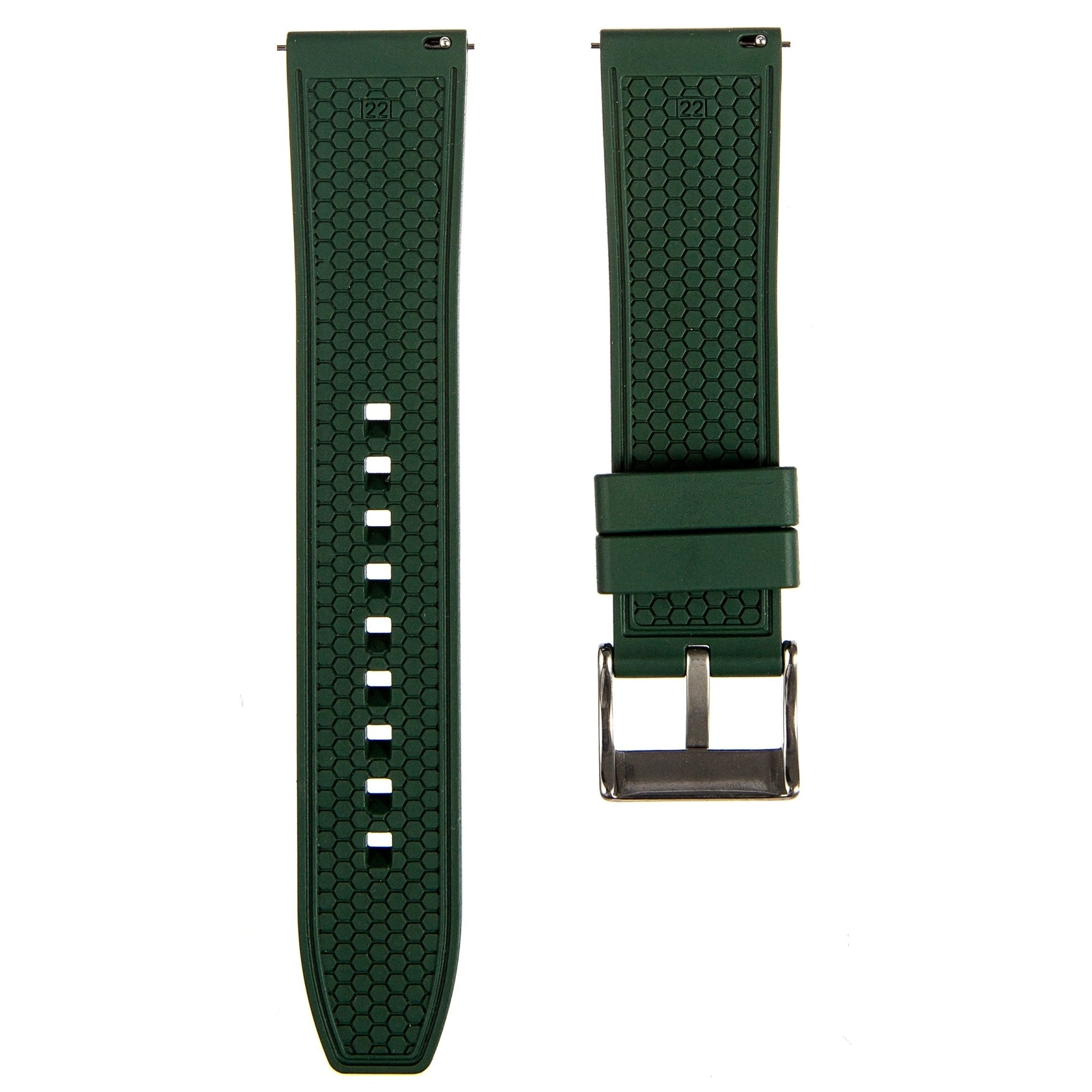 Checker Vulcanised FKM Rubber Strap-Quick-Release – Compatible with Omega Seamaster 300 – Green (2419) -StrapSeeker