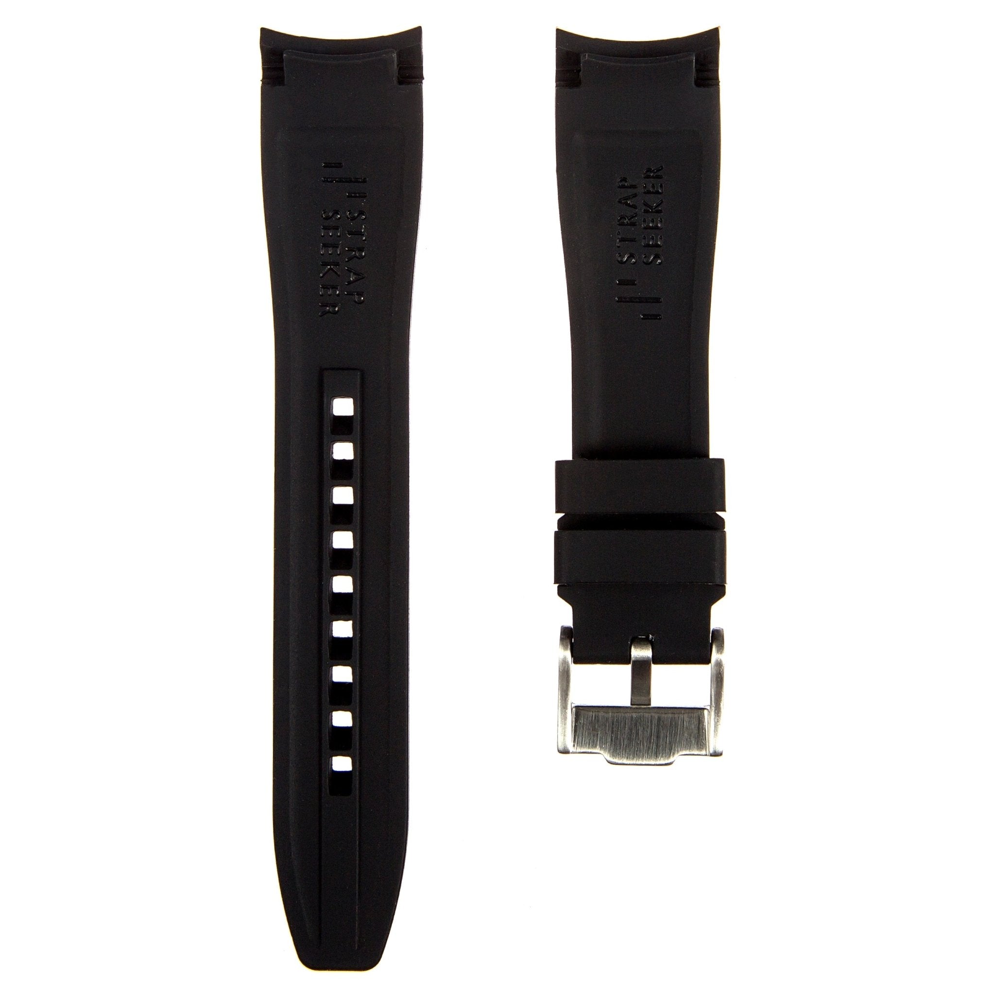 Curved End Soft Silicone Strap - Compatible with Casio Duro – Black (2418) -StrapSeeker