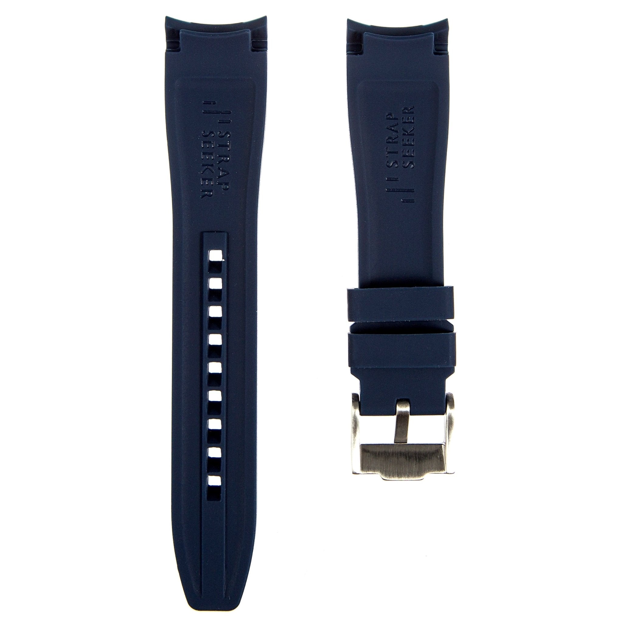 Curved End Soft Silicone Strap - Compatible with Casio Duro – Navy (2418) -StrapSeeker