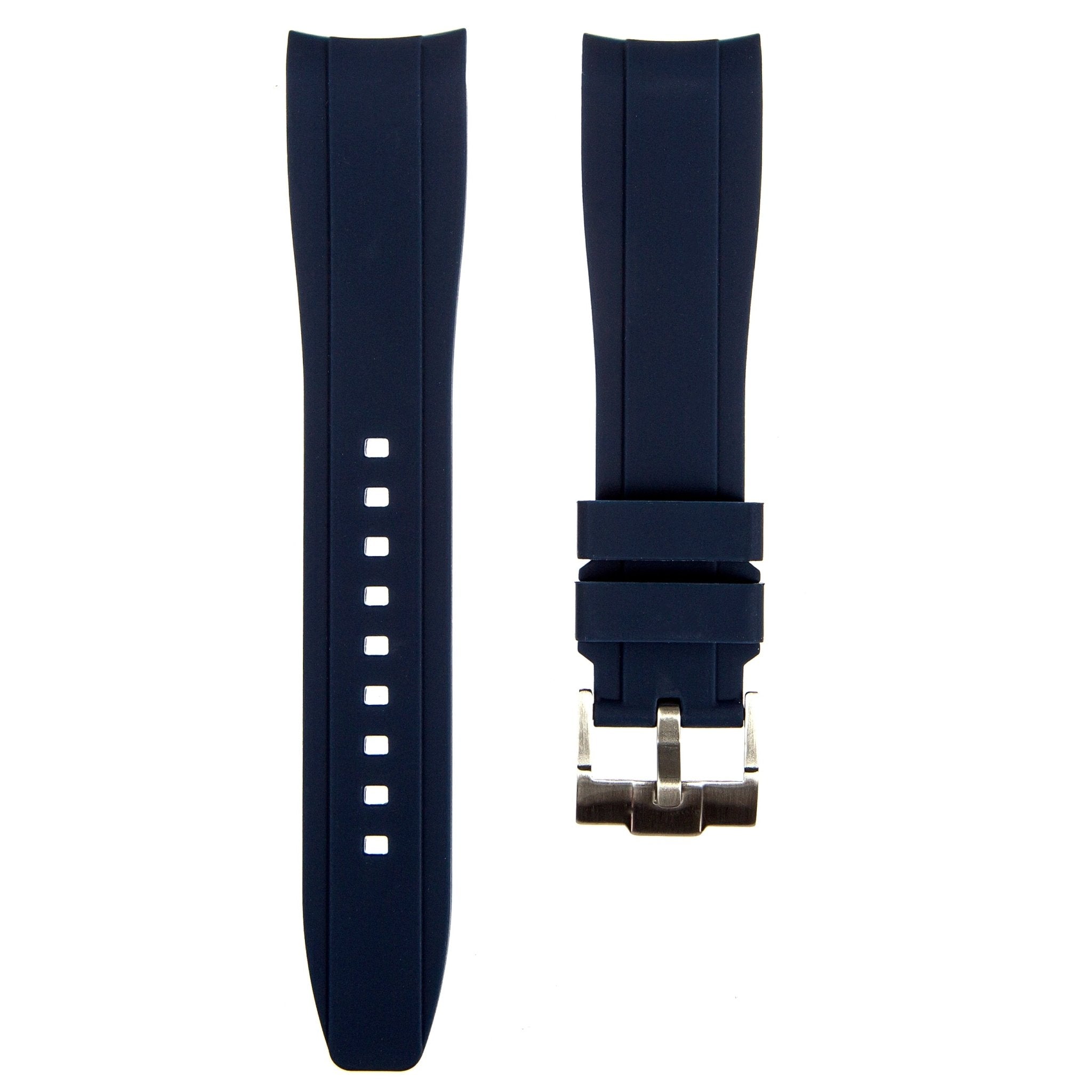 Curved End Soft Silicone Strap - Compatible with Casio Duro – Navy (2418) -StrapSeeker