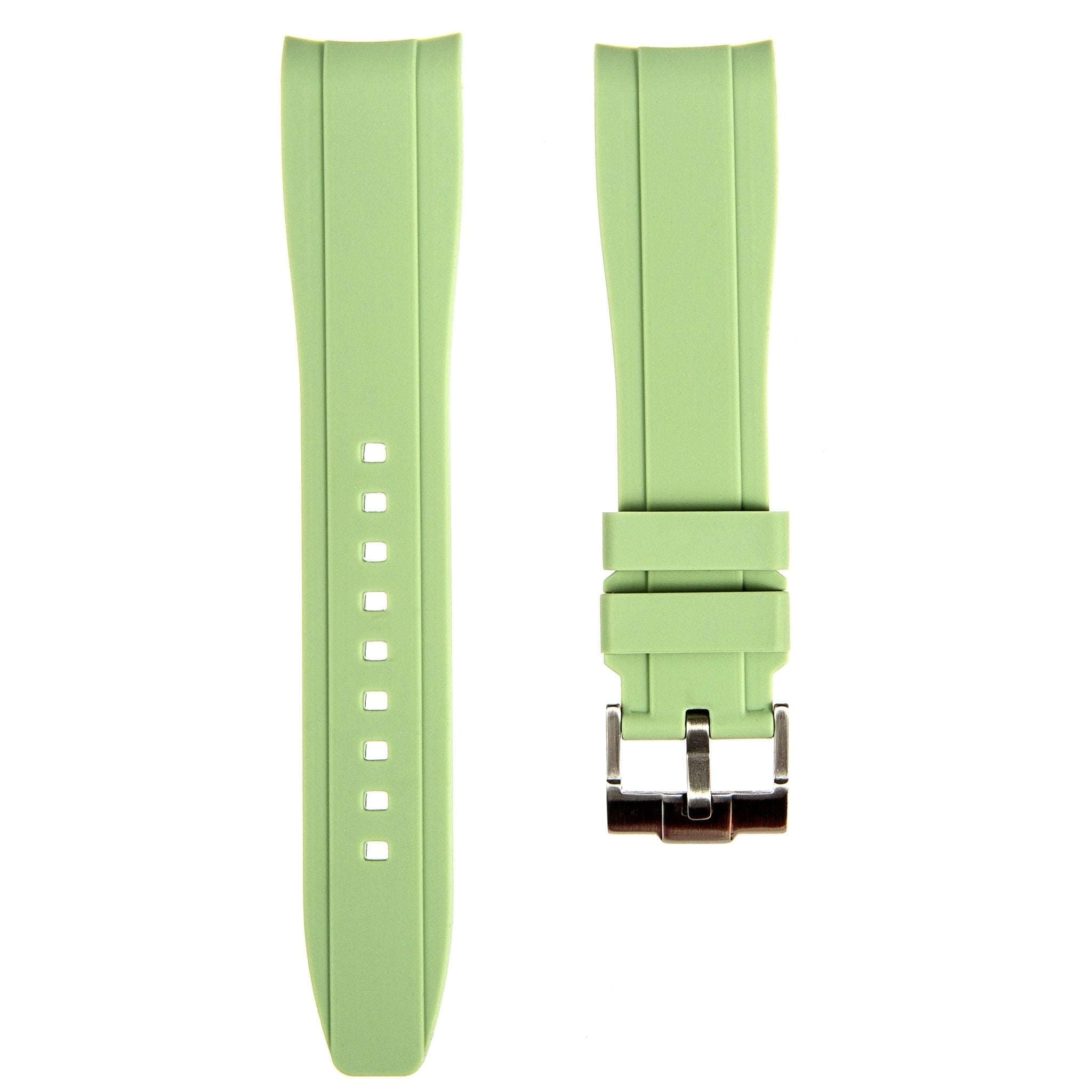 Curved End Soft Silicone Strap - Light Green (2418)