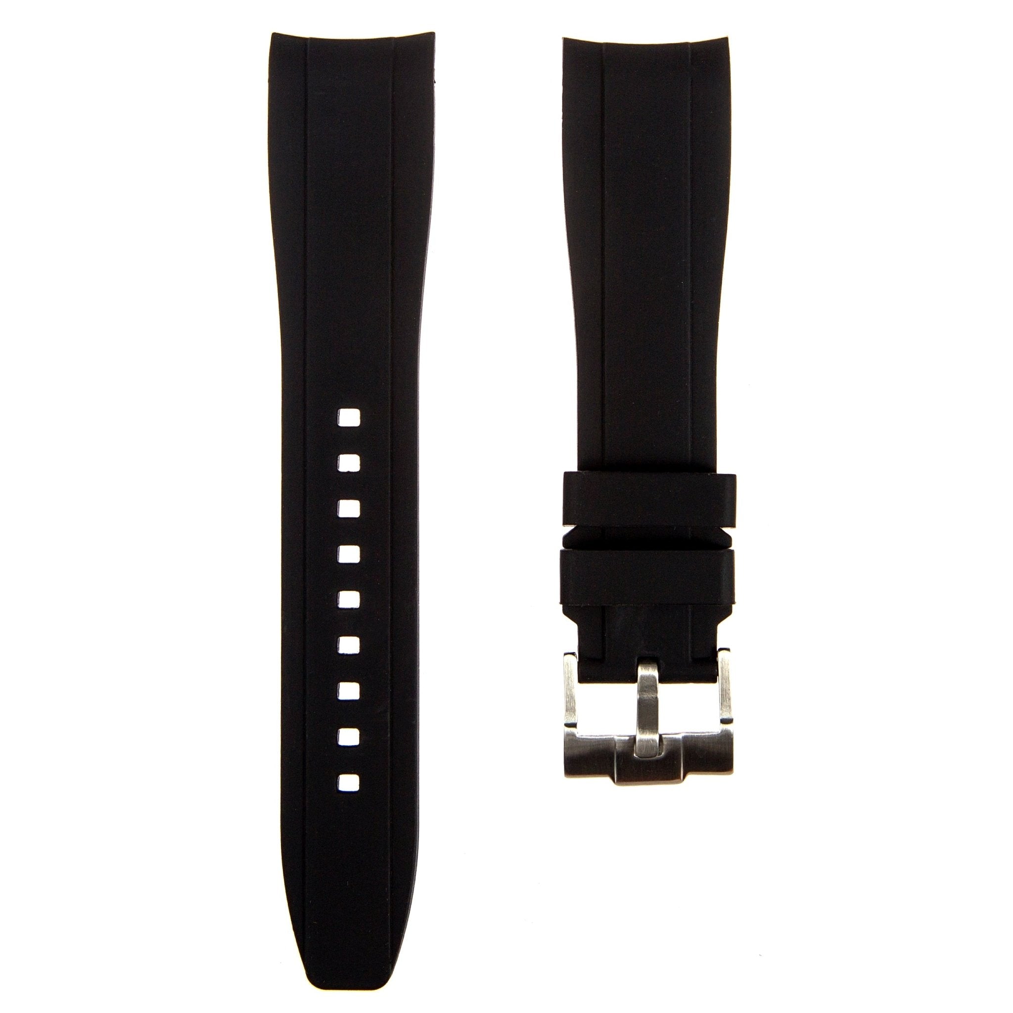 Curved End Soft Silicone Strap - Compatible with Omega x Swatch – Black (2418) -StrapSeeker