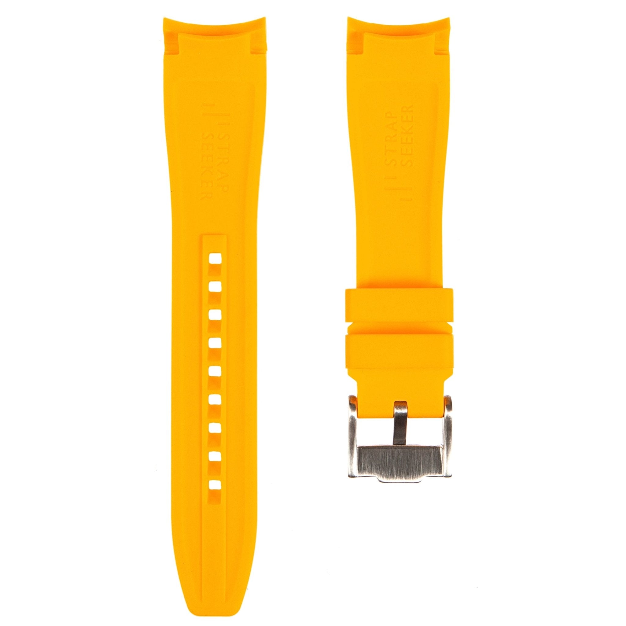 Curved End Soft Silicone Strap - Compatible with Omega x Swatch – Yellow (2418) -StrapSeeker