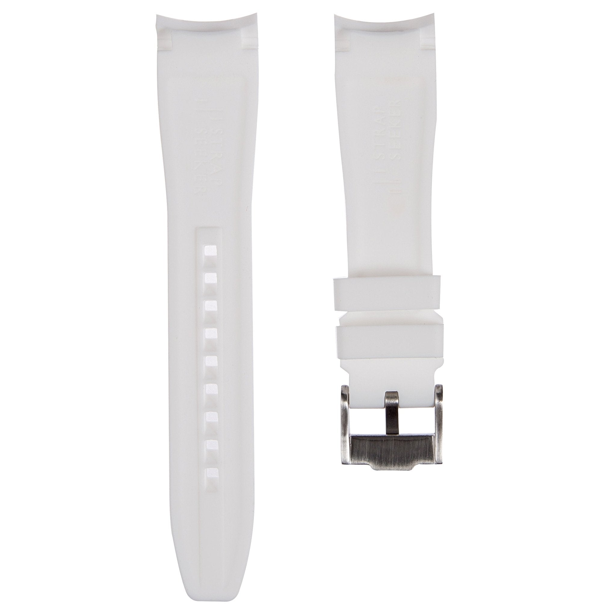 Curved End Soft Silicone Strap - Compatible with Seiko 5 Sports – White (2418) -StrapSeeker