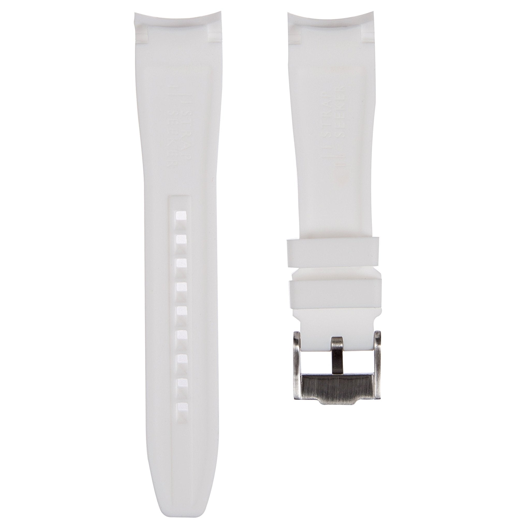 Curved End Soft Silicone Strap - Compatible with Seiko SKX – White (2418) -StrapSeeker