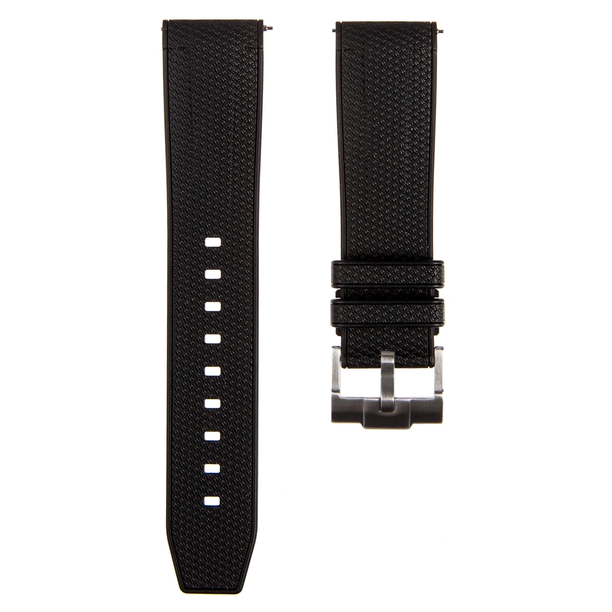 Flexweave Premium SIlicone Rubber Strap - Quick-Release - Compatible with Blancpain x Swatch – Black (2423) -Strapseeker