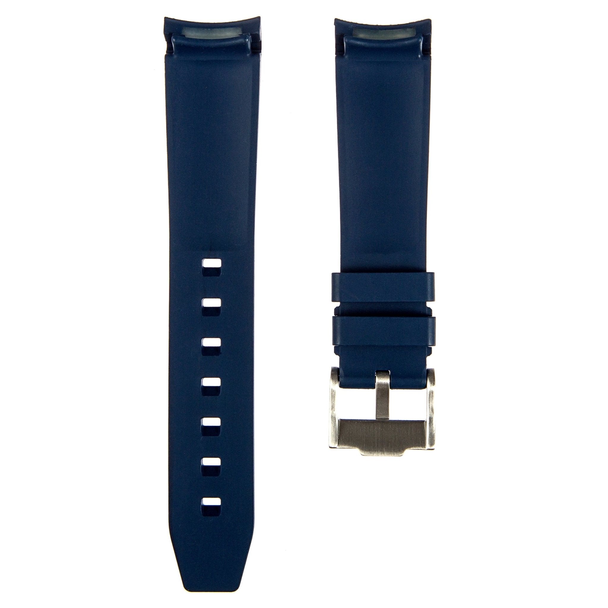 Forge Curved End FKM Rubber Strap – Compatible with Omega Moonwatch – Navy (2421) -Strapseeker