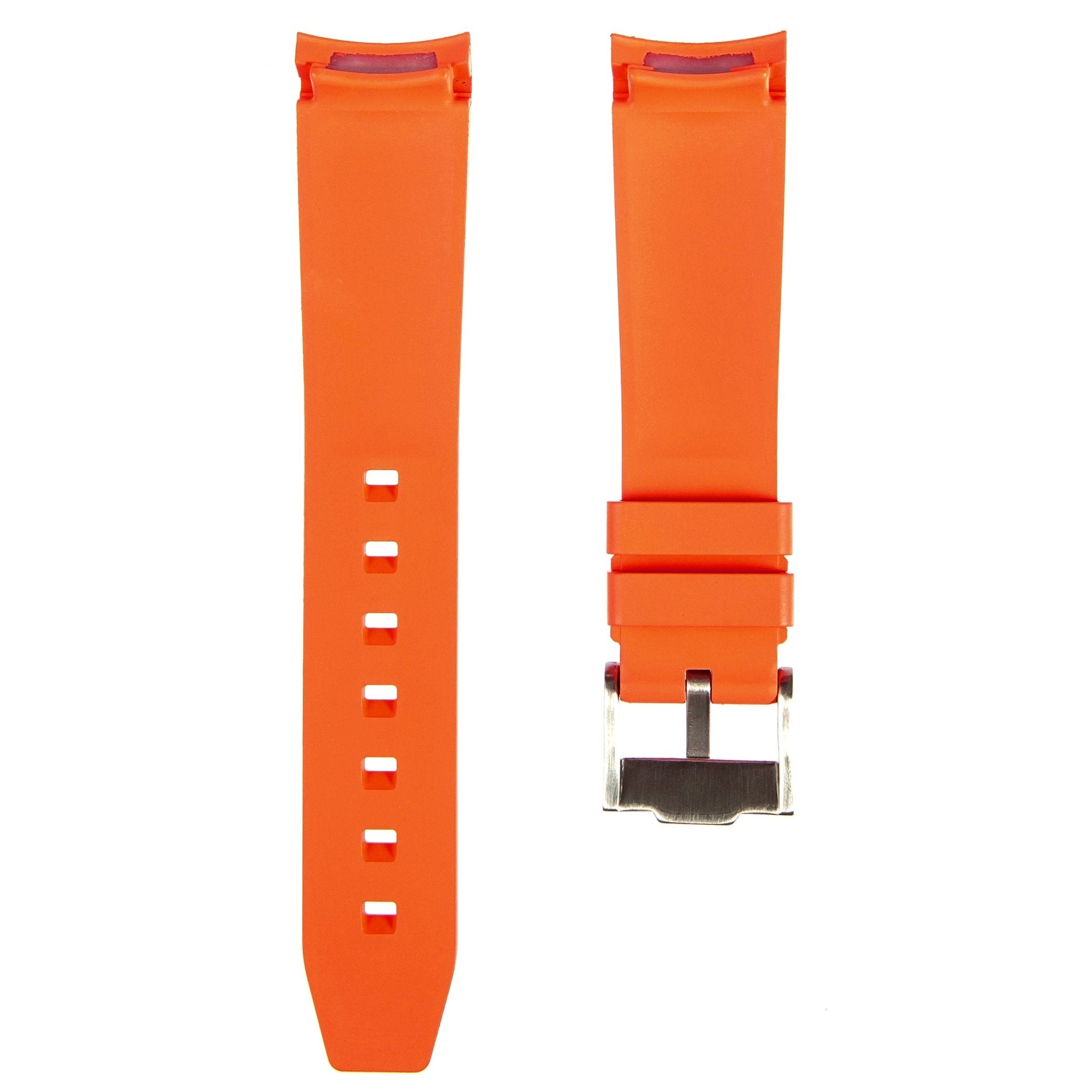 Forge Curved End FKM Rubber Strap – Compatible with Omega Moonwatch – Orange (2421) -Strapseeker