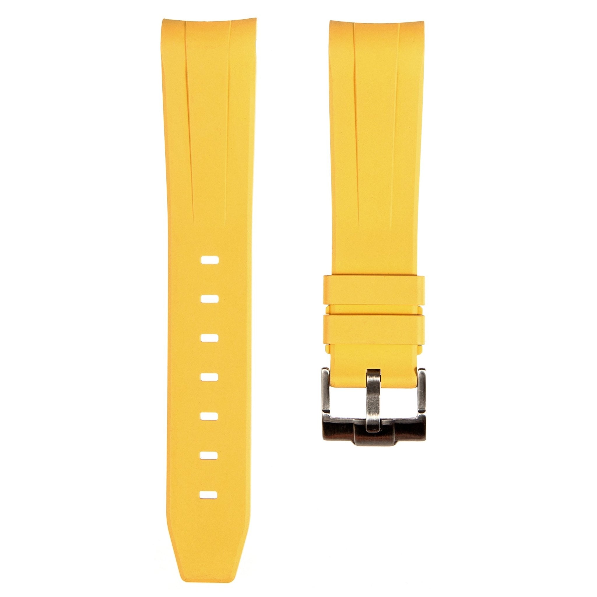 Forge Curved End FKM Rubber Strap – Compatible with Omega Moonwatch – Pale Yellow (2421) -Strapseeker