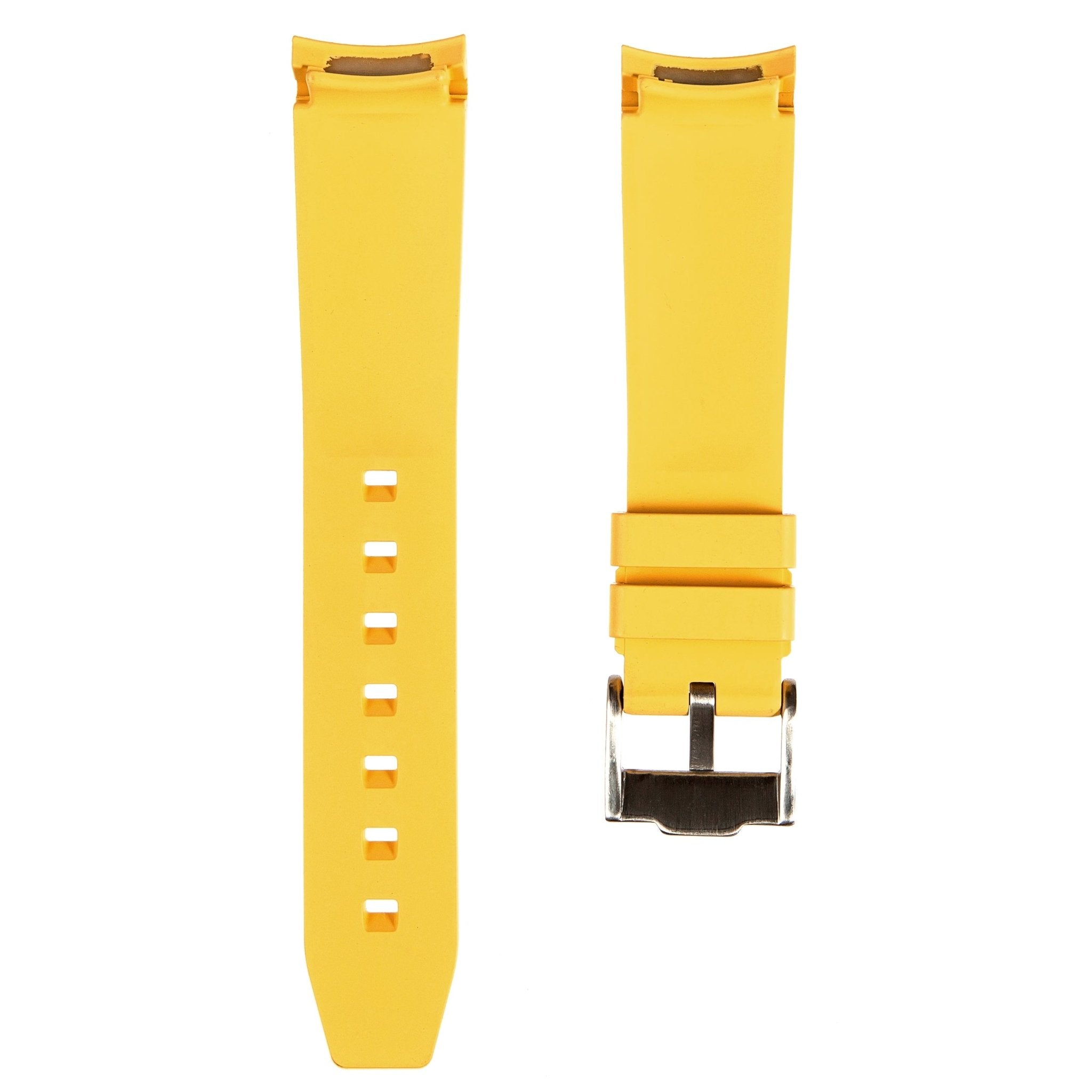 Forge Curved End FKM Rubber Strap – Compatible with Rolex Submariner – Pale Yellow (2421) -Strapseeker