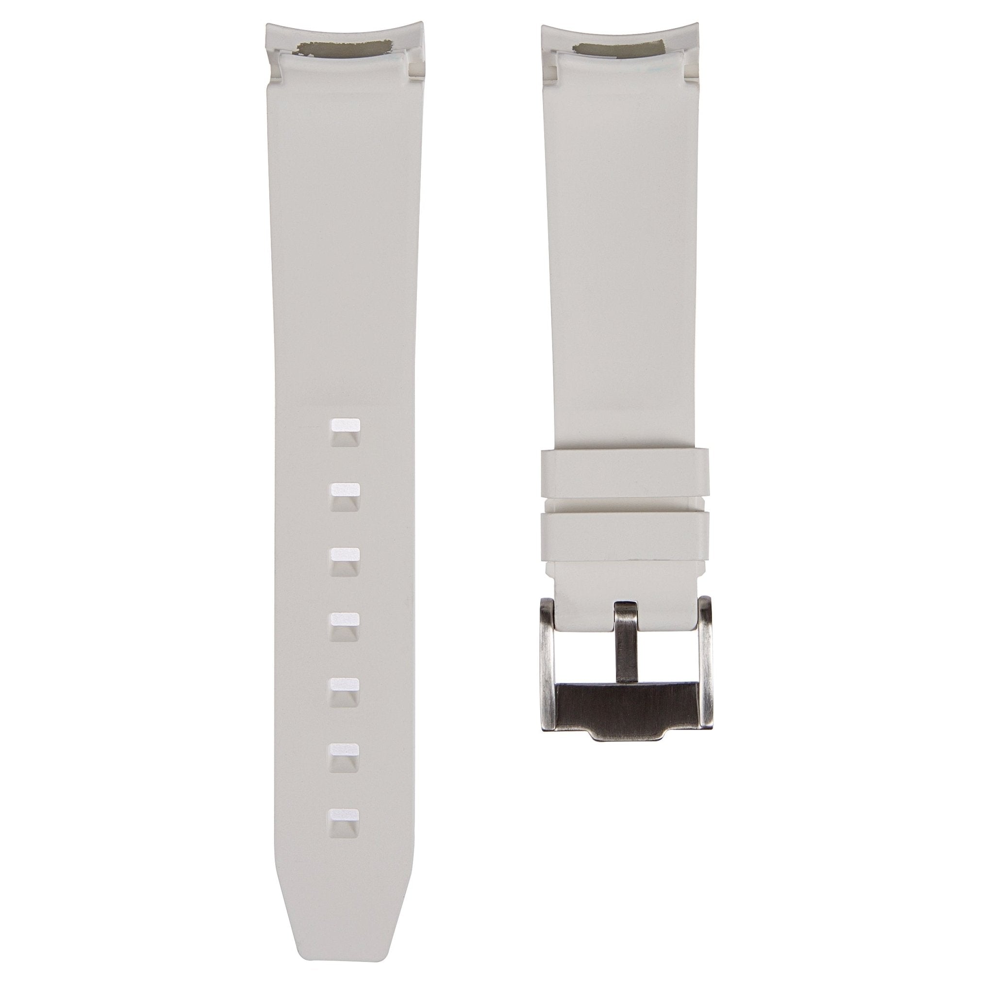 Forge Curved End FKM Rubber Strap – Compatible with Rolex Submariner – White (2421) -Strapseeker