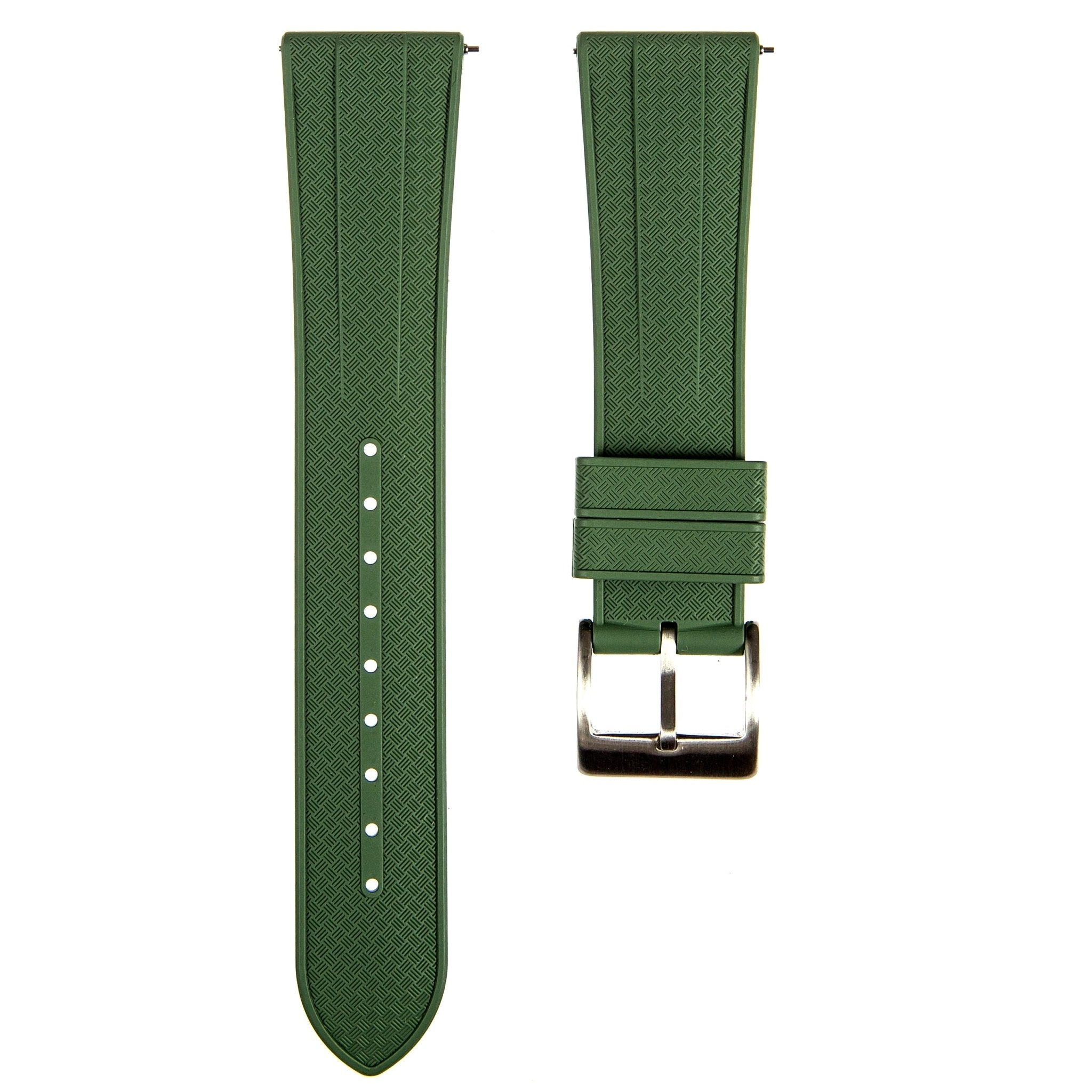 Grid FKM Rubber Strap - Quick-Release - Army Green (2412) -StrapSeeker