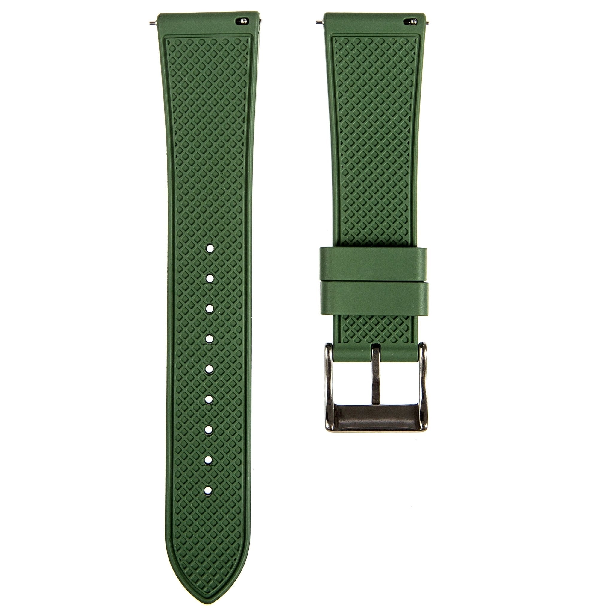 Grid FKM Rubber Strap - Quick-Release - Army Green (2412) -StrapSeeker