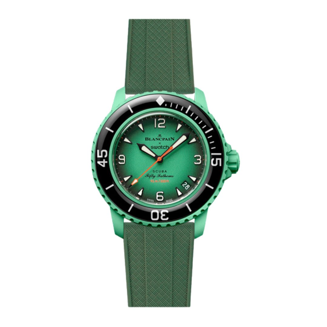 Grid FKM Rubber Strap - Quick-Release - Compatible with Blancpain x Swatch - Army Green (2412) -StrapSeeker