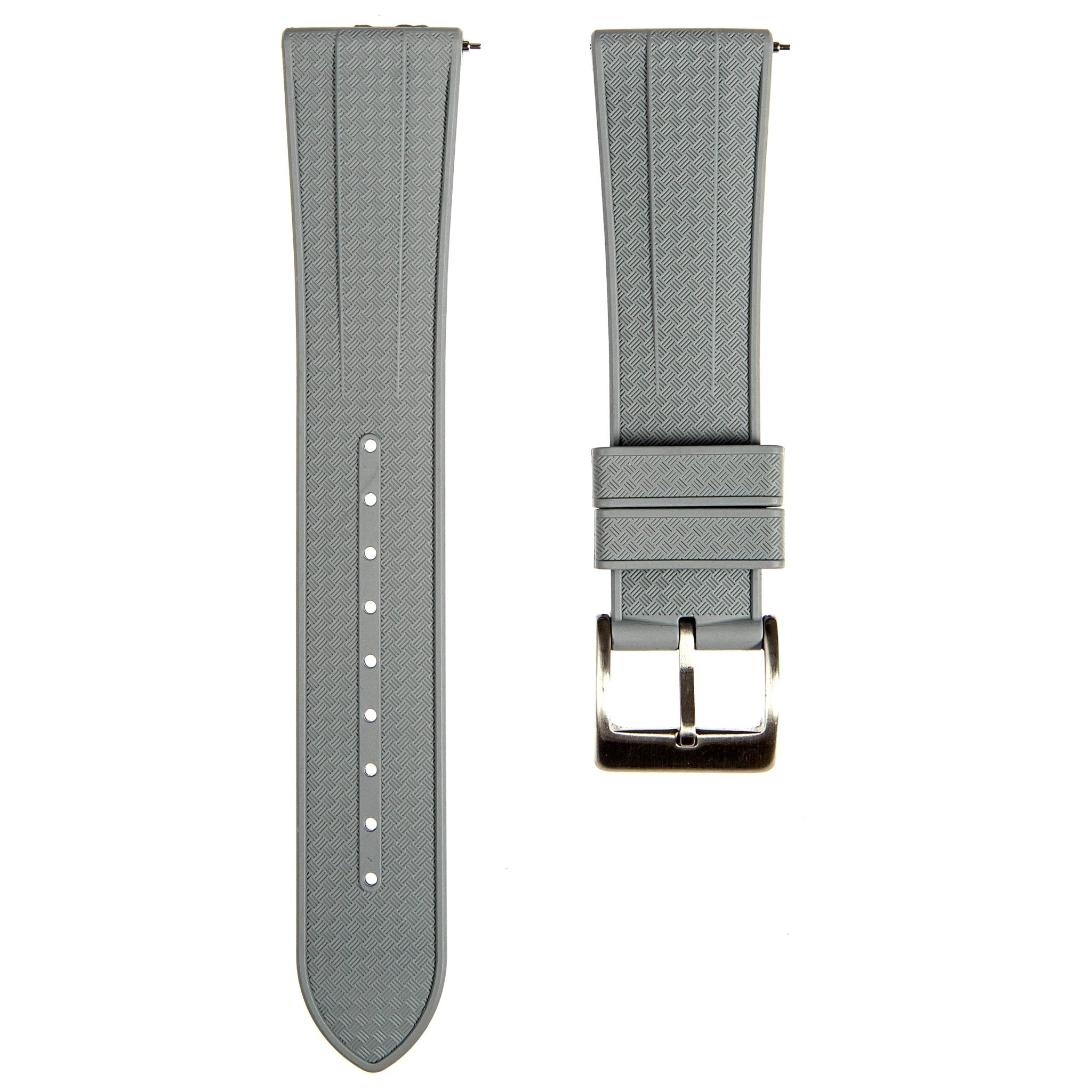 Grid FKM Rubber Strap - Quick-Release – Compatible with Blancpain x Swatch - Grey (2412) -StrapSeeker