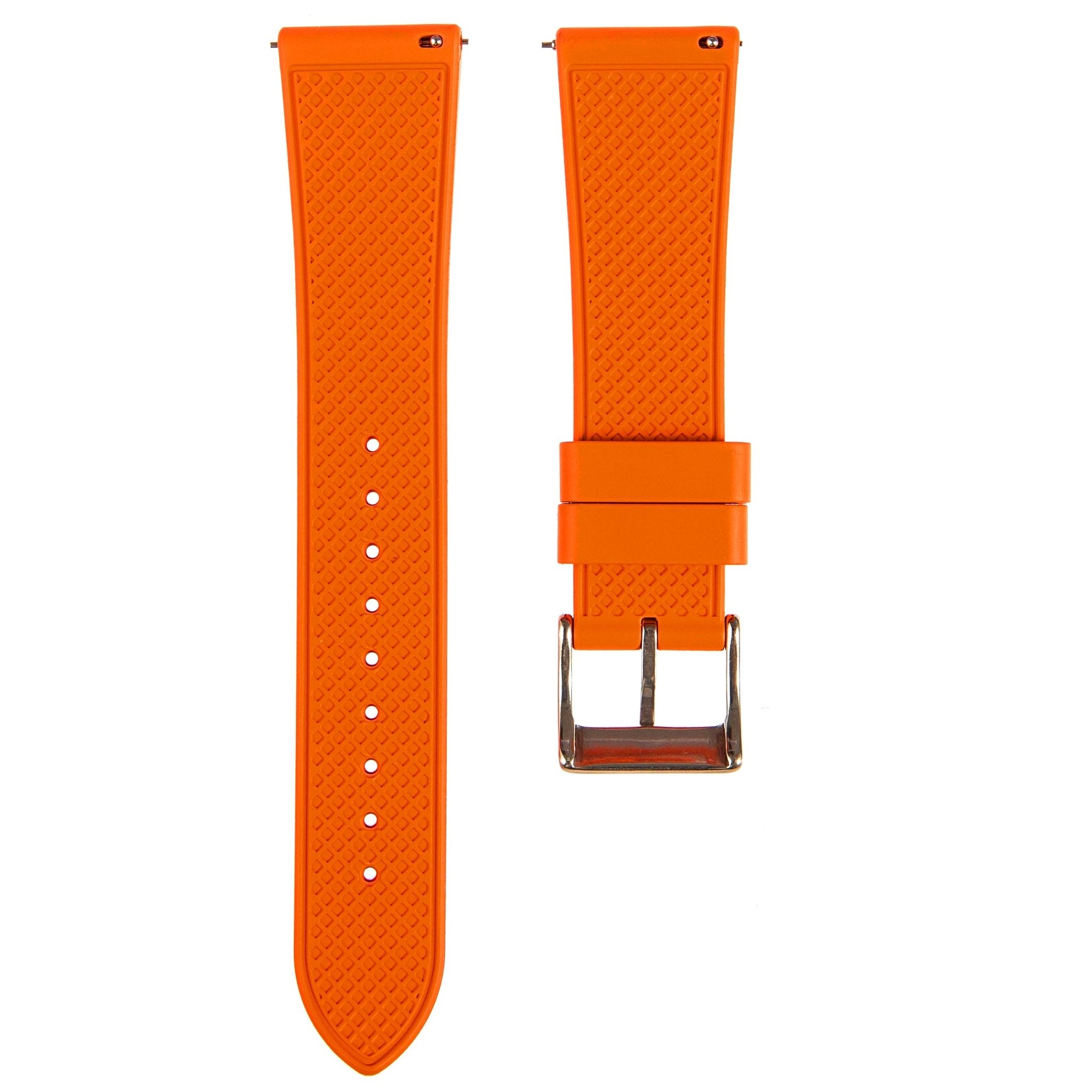 Grid FKM Rubber Strap - Quick-Release – Compatible with Blancpain x Swatch - Orange (2412) -StrapSeeker