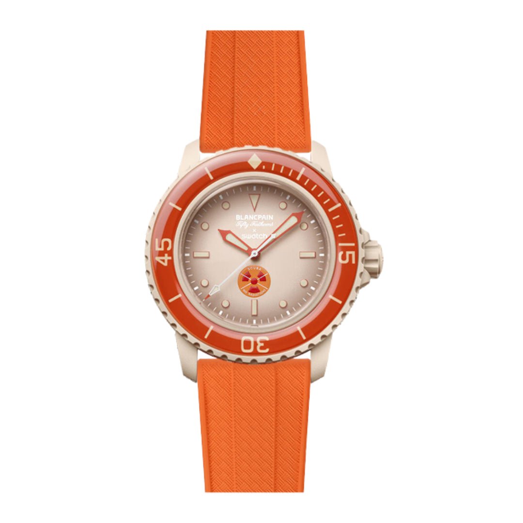 Grid FKM Rubber Strap - Quick-Release – Compatible with Blancpain x Swatch - Orange (2412) -StrapSeeker