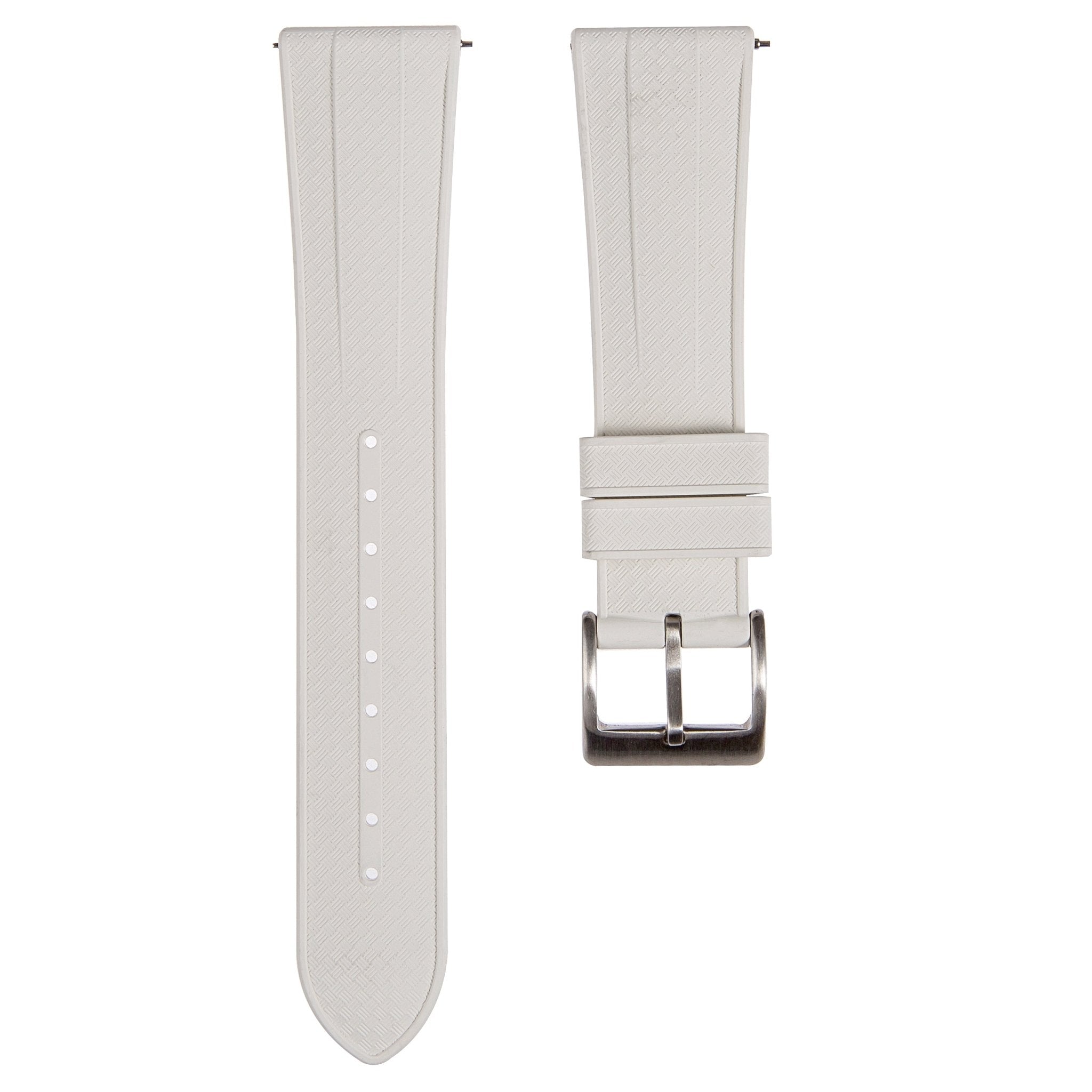 Grid FKM Rubber Strap - Quick-Release – Compatible with Blancpain x Swatch - White (2412) -StrapSeeker