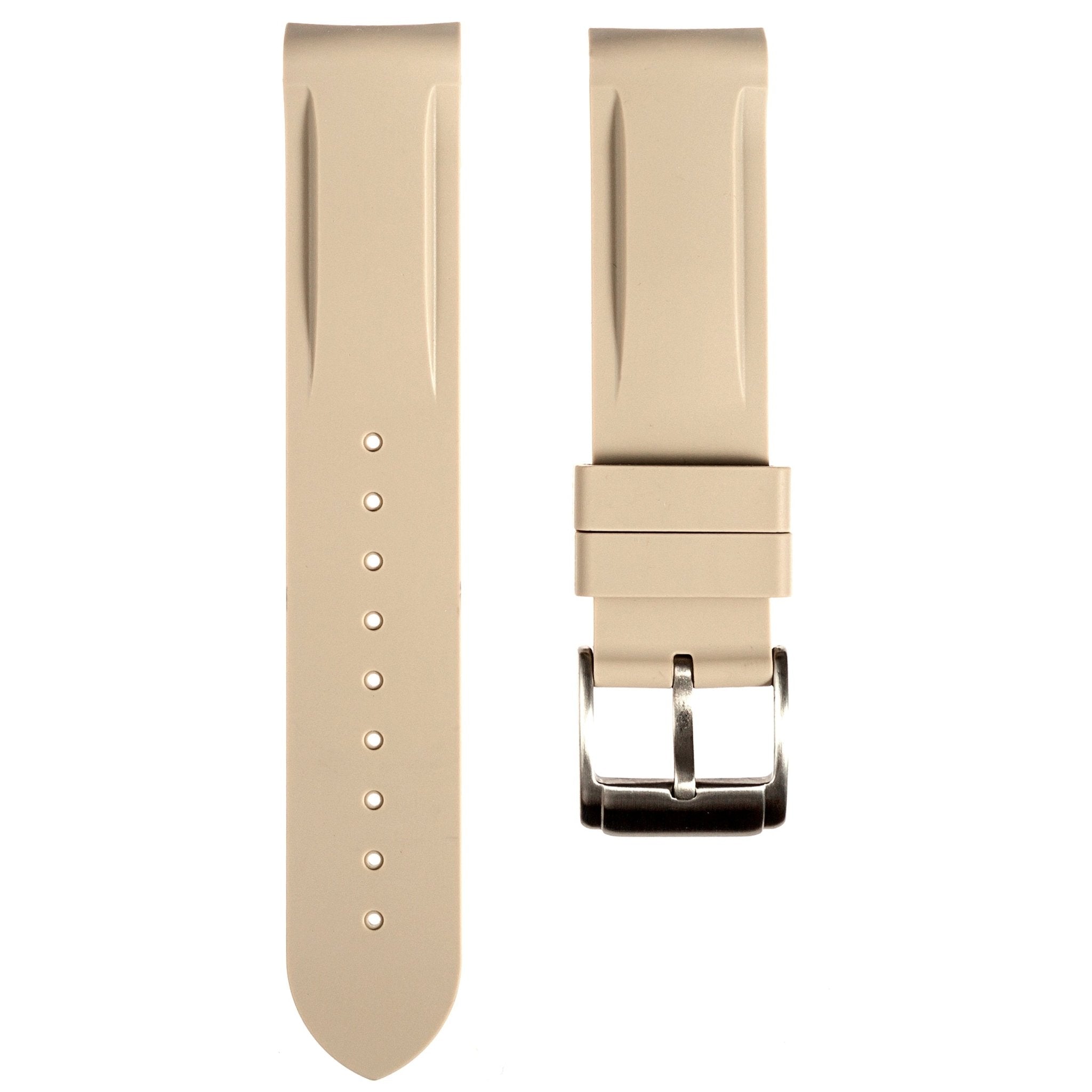 Paramount Curved End Premium Silicone Strap - Compatible with Omega Moonwatch – Nude (2404) -StrapSeeker