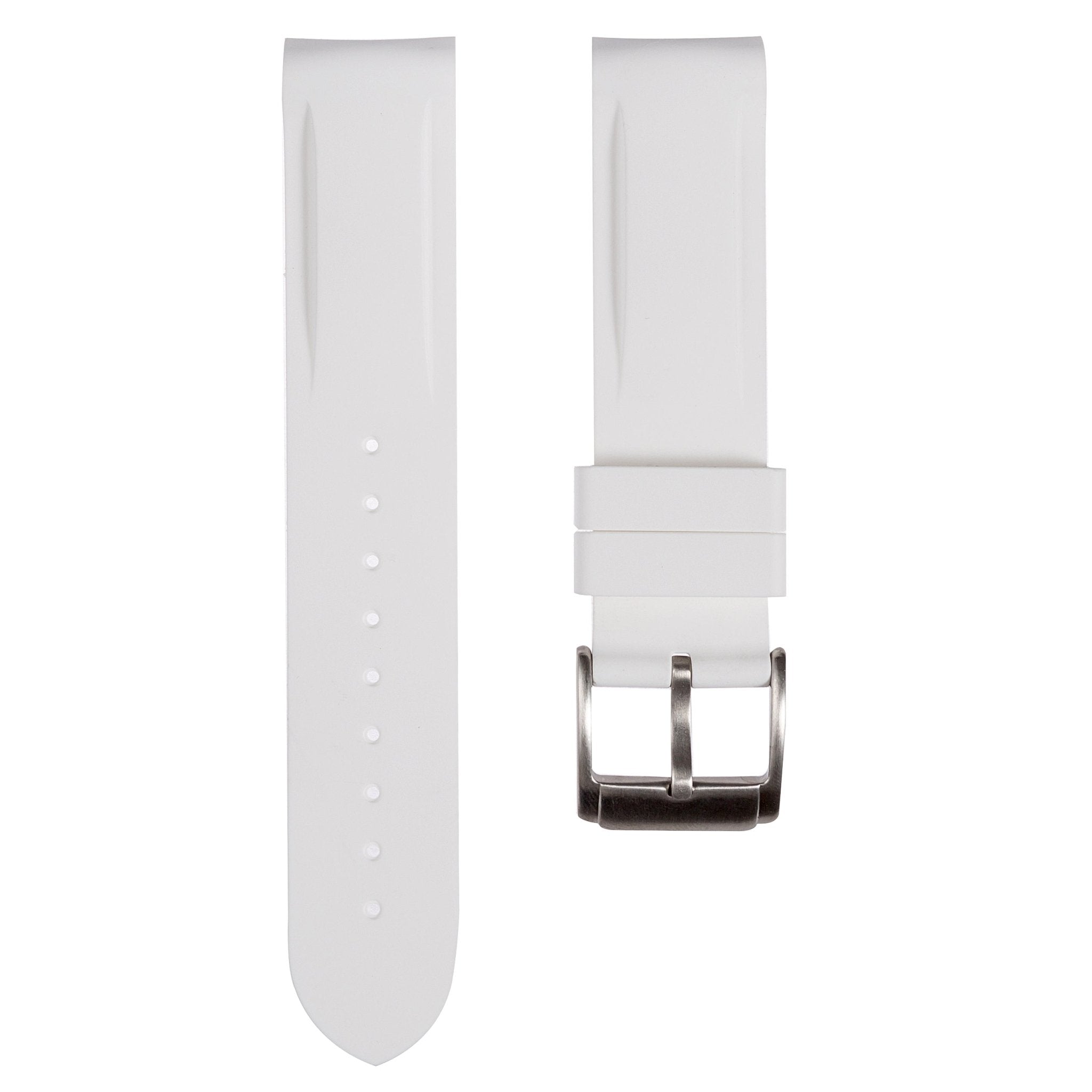 Paramount Curved End Premium Silicone Strap - Compatible with Omega Moonwatch – White (2404) -StrapSeeker