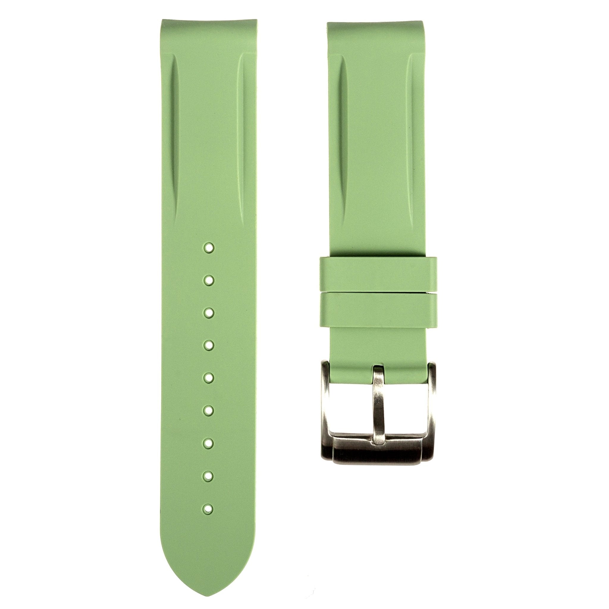 Paramount Curved End Premium Silicone Strap - Compatible with Omega x Swatch - Light Green (2404) -StrapSeeker