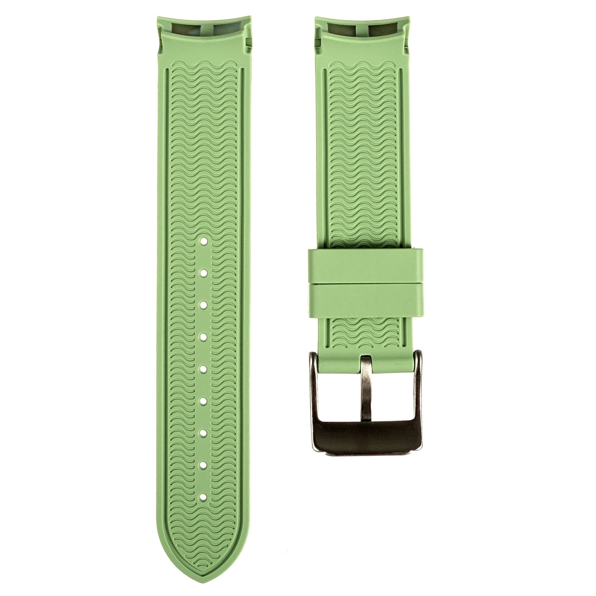 Paramount Curved End Premium Silicone Strap - Compatible with Omega x Swatch - Light Green (2404) -StrapSeeker