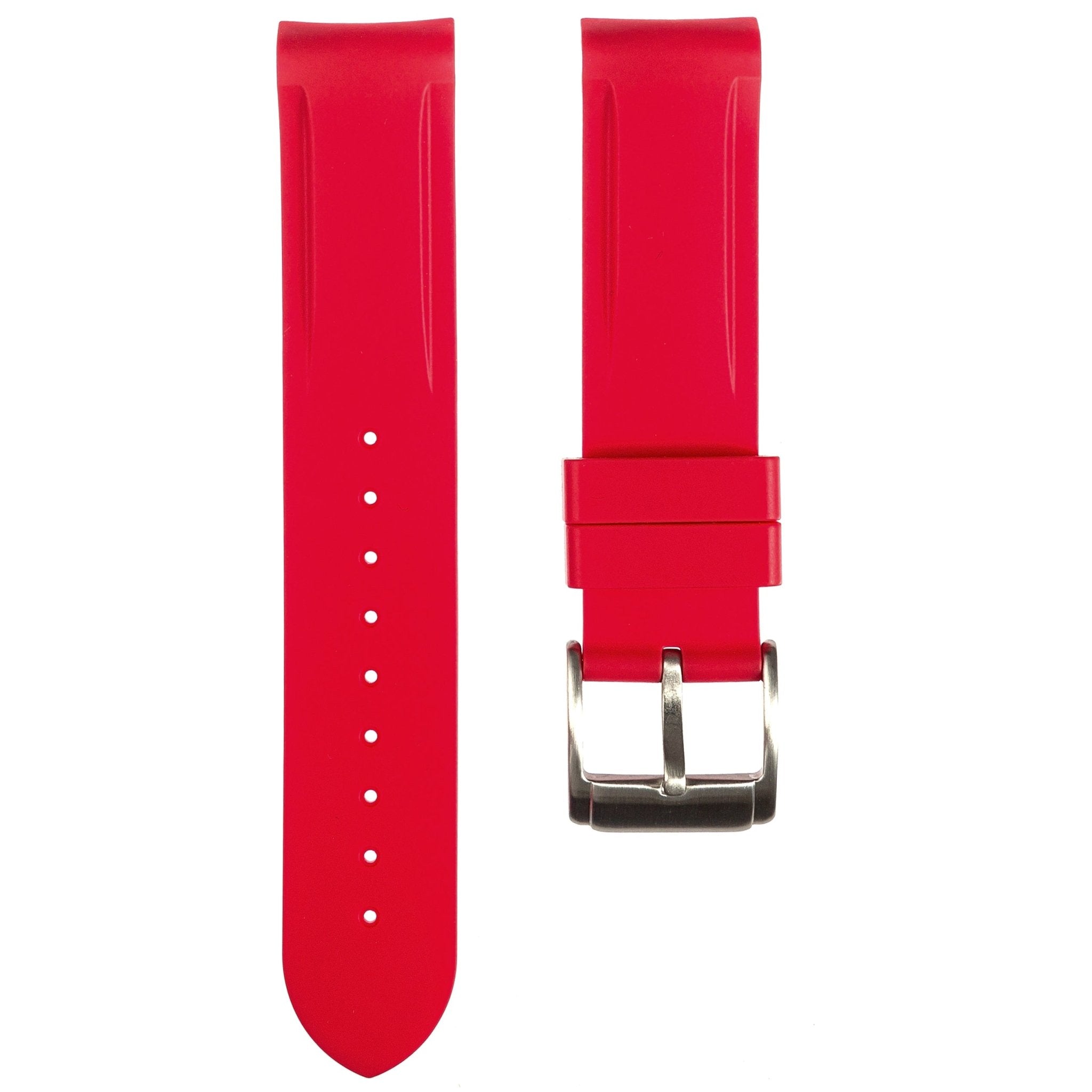 Paramount Curved End Premium Silicone Strap - Compatible with Omega x Swatch– Red (2404) -StrapSeeker