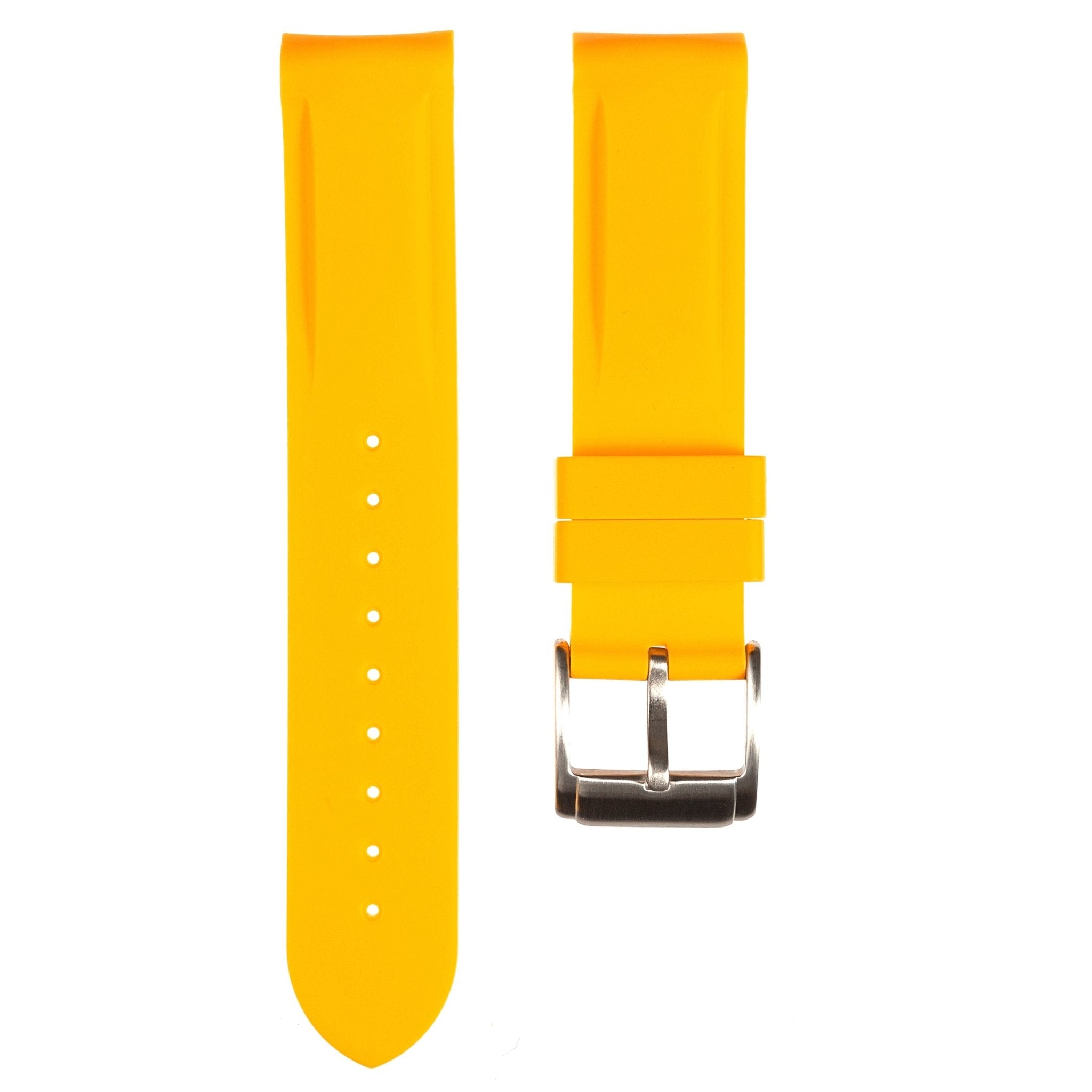 Paramount Curved End Premium Silicone Strap – Compatible with Omega x Swatch - Yellow (2404) -StrapSeeker