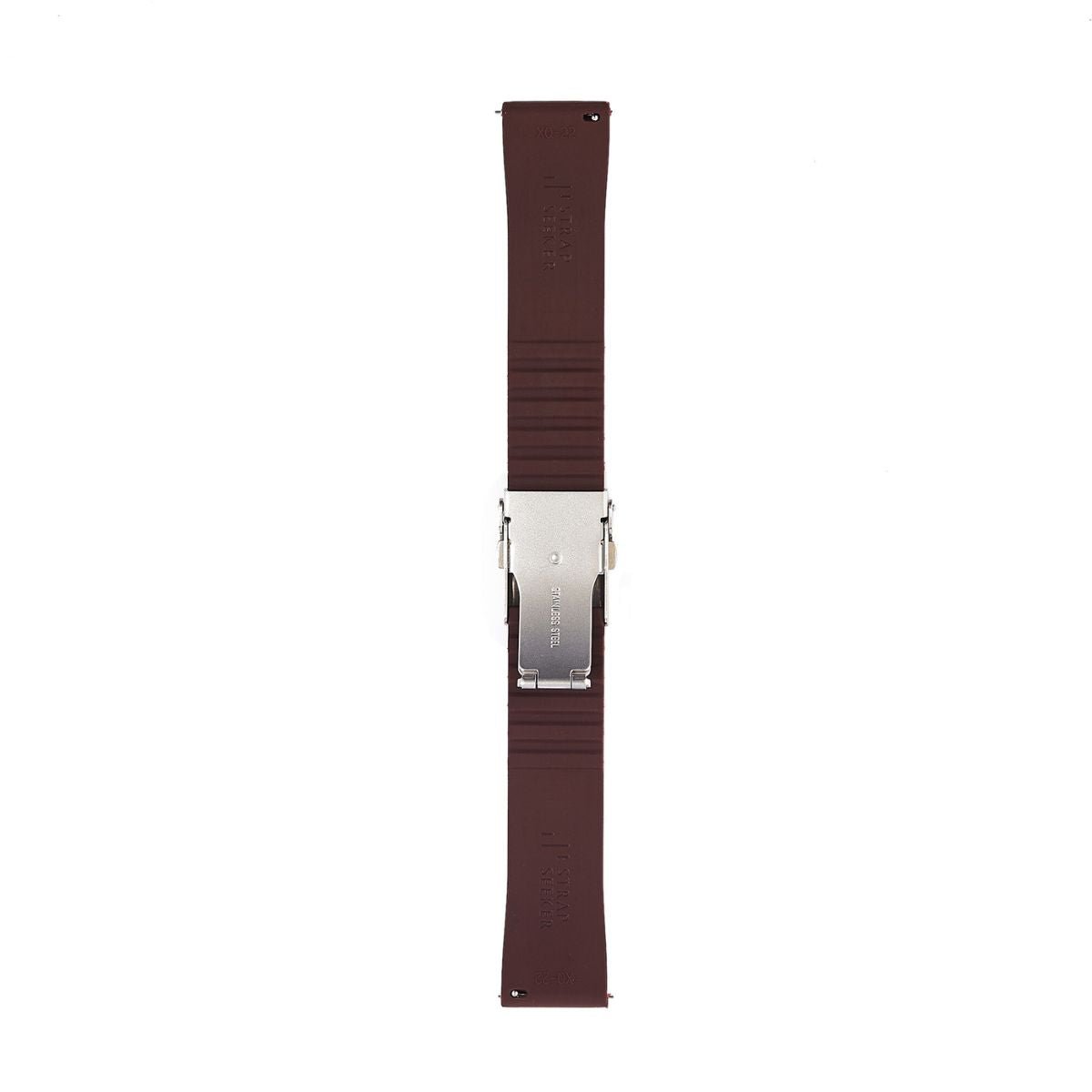 Stripe Cut-to-Length Soft Silicone Strap-Quick Release-Deployment Clasp-Brown -StrapSeeker