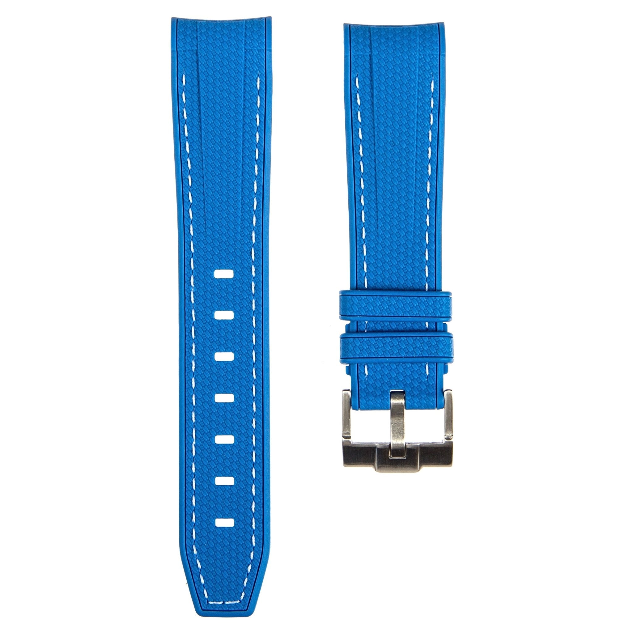 Textured Curved End Premium Silicone Strap – Azure (2405) -StrapSeeker