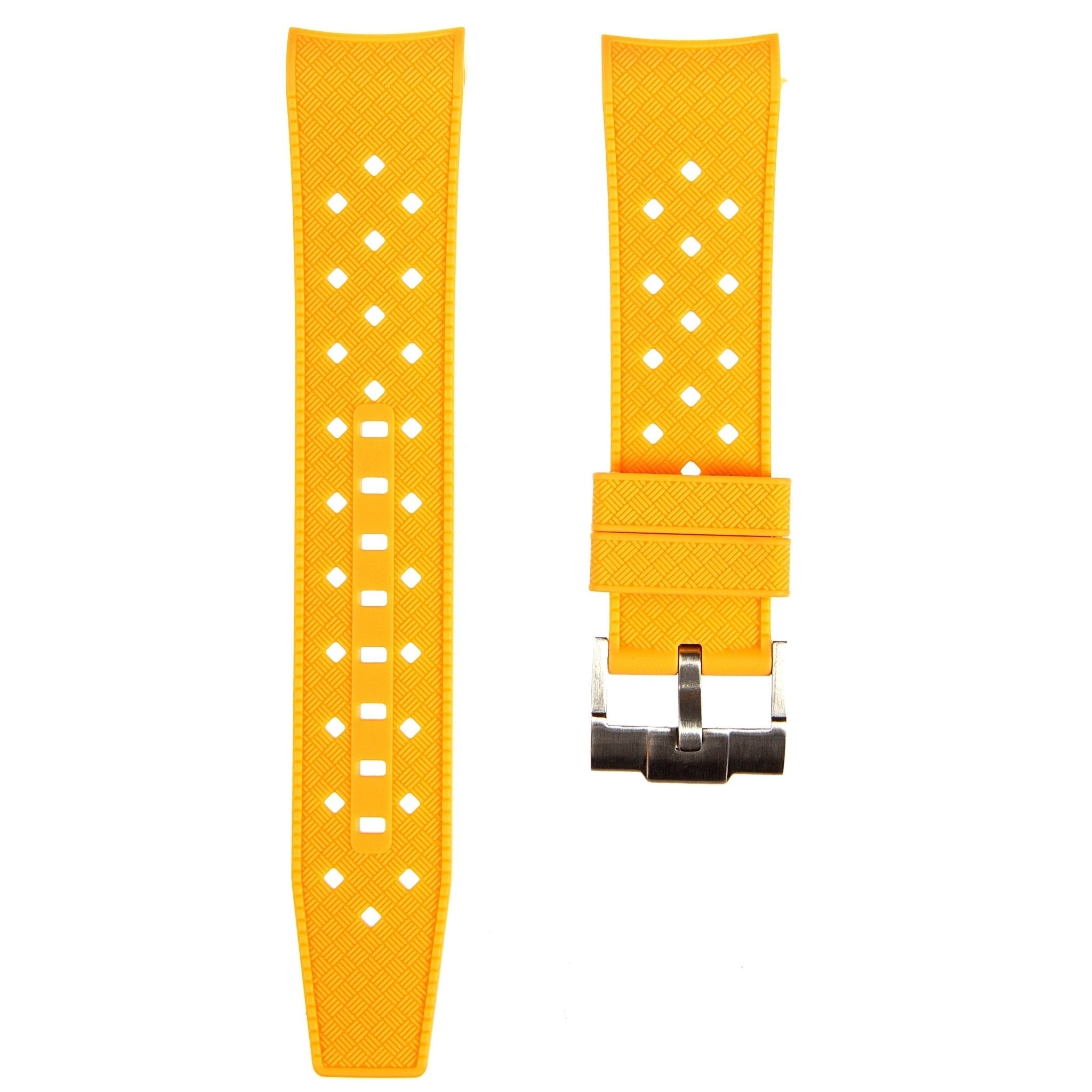 Vintage Tropical Curved End Premium Silicone Strap - Compatible with Blancpain x Swatch - Mustard Yellow (2415) -StrapSeeker