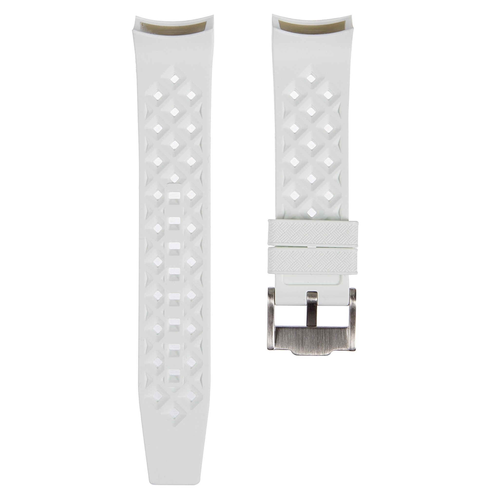 Vintage Tropical Curved End Premium Silicone Strap - Compatible with Blancpain x Swatch - White (2415) -StrapSeeker