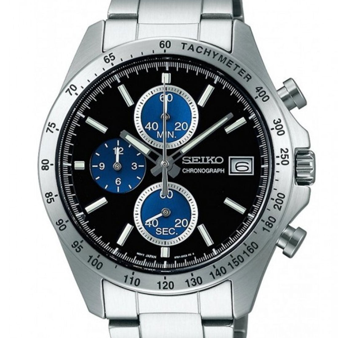 Seiko Spirit SBTR003 JDM Selection Black Blue Dial Chronograph Quartz Stainless Steel Watch - Skywatches