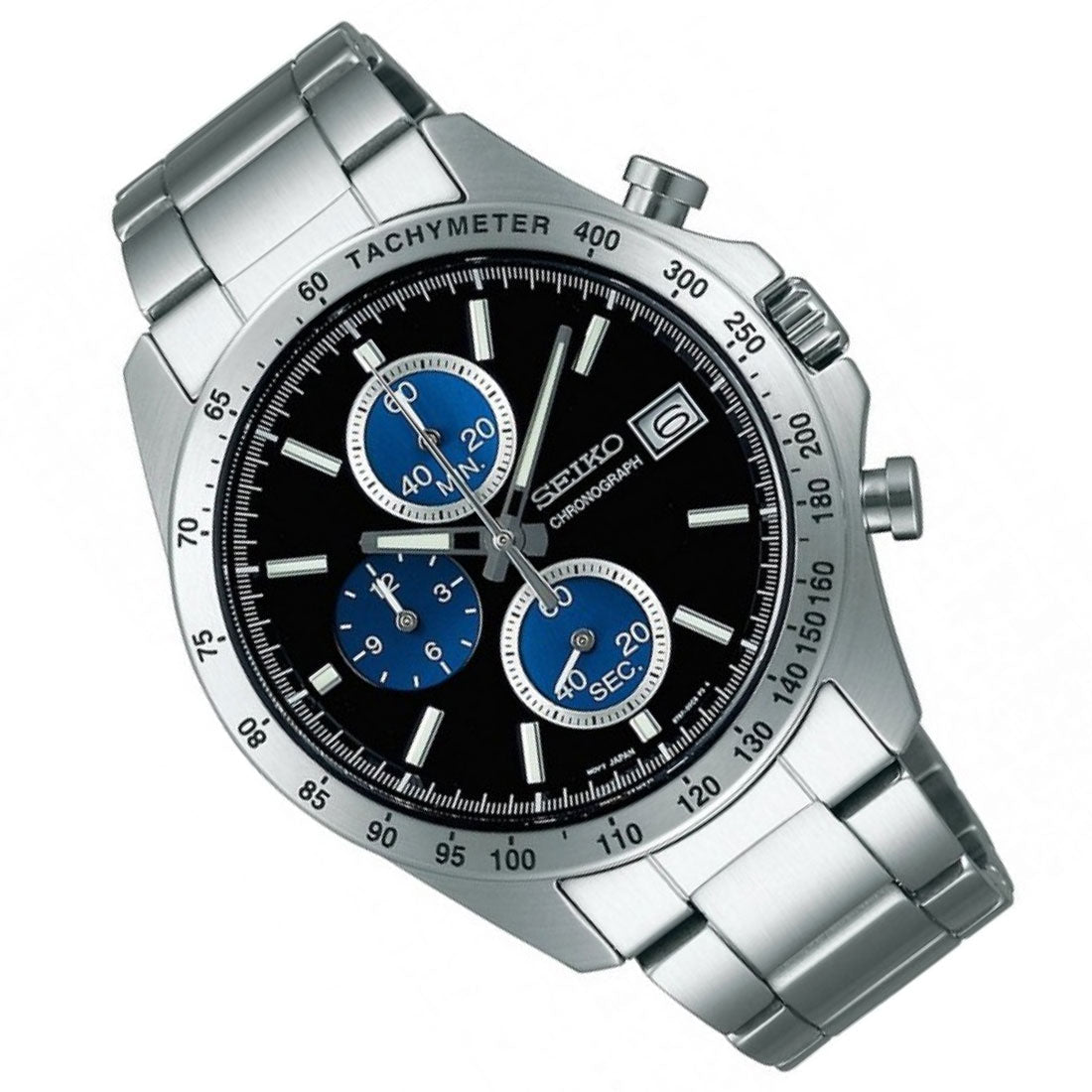 Seiko Spirit SBTR003 JDM Selection Black Blue Dial Chronograph Quartz Stainless Steel Watch - Skywatches