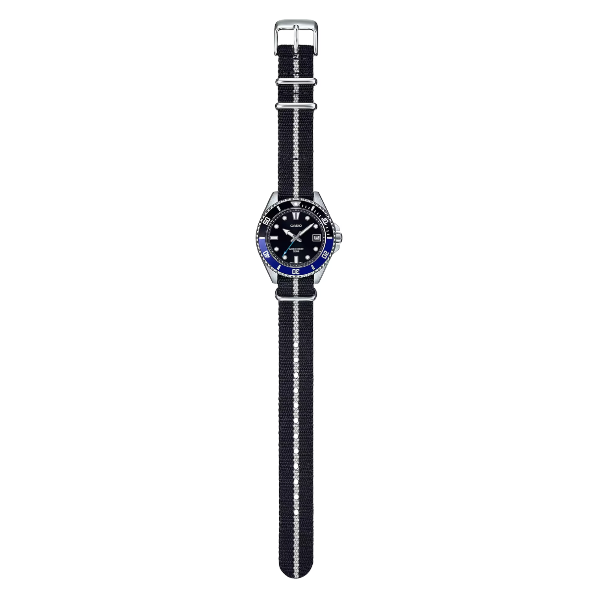 Casio Quartz Standard MDV-10C-1A2 MDV-10C-1A2V Cloth Black Dial Watch - Skywatches